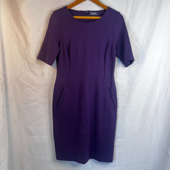 Lands End Ponte Sheath Dress Bodycon Dressy Office Career Work Purple Size 8 - Picture 12 of 12